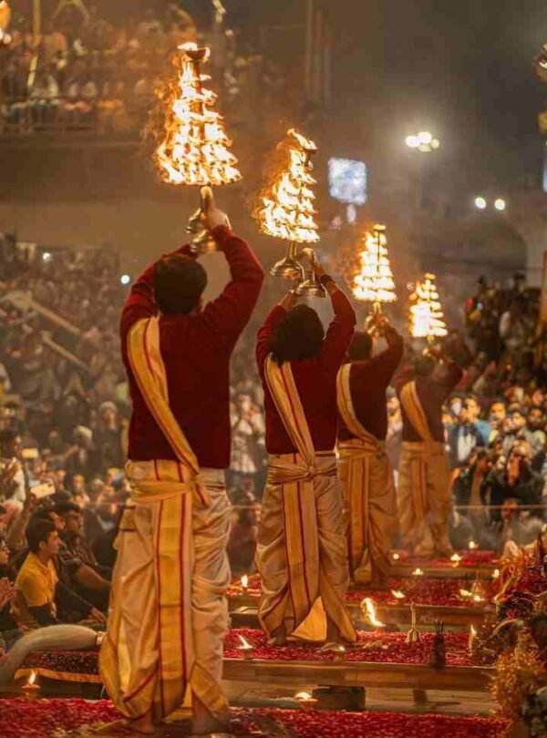The Surreal Ganga Aarti at Dashashwamedh Ghat, Banaras! 🪔✨-compressed